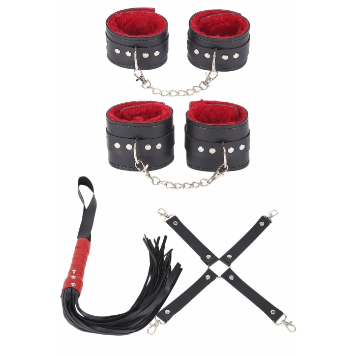 Siyah Kırmızı Harness  Aksesuar Suni Deri Set 700532