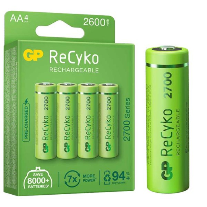 Recyko Aa 2600 Mah Şarjli 4Lü Pi̇l Gp270Aahce-2Eb4 (Gprhc272E001)