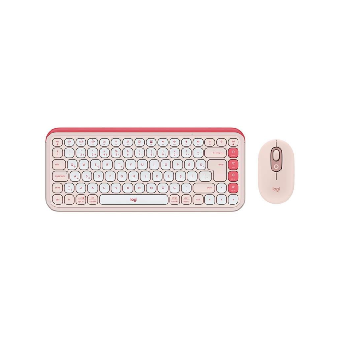 Pop Icon , Rose-Beyaz, 920-013077, Kablosuz, Türkçe Q, Klavye Mouse Set