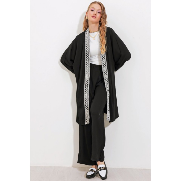 6643 Örme Kimono Takım - Siyah