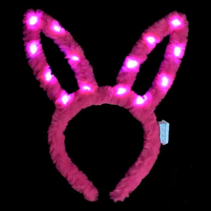 Led Işıklı Peluş Pofuduk Tavşan Kulak Tavşan Şeker Pembesi 17X23 Cm