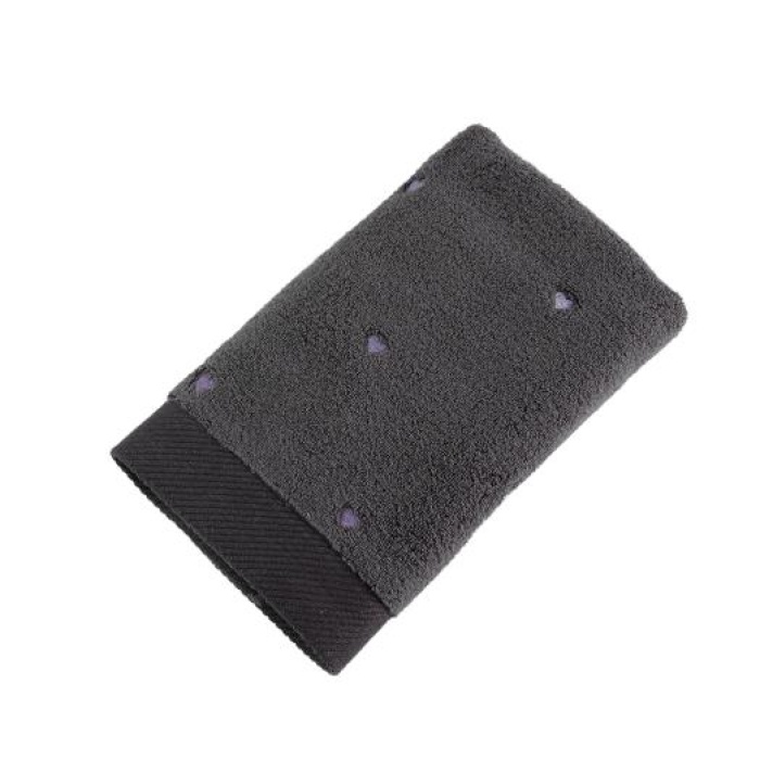 Lubow Love Koyu Gri Lila Nakışlı 50X90 6Lı Havlu Seti