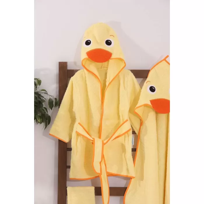 Ördek Figürlü 4 Parça Unisex Bornoz Seti
