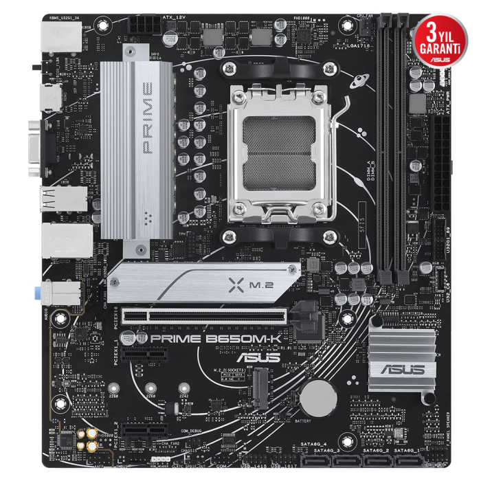 Asus Prime B650M-K, 2Xddr5, 2X M.2, D-Sub, Hdmi, Amd Ryzen 7000 Serisi, Am5 Soket Anakart