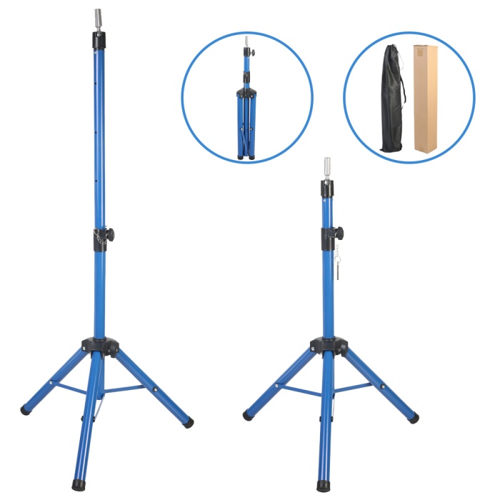 Kuaför Eğitim Mankeni İçin Metal Tripod / Mavi + Taşıma Çantası