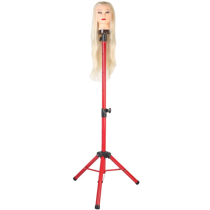 Kuaför Eğitim Mankeni İçin Metal Tripod / Kırmızı + Taşıma Çantası
