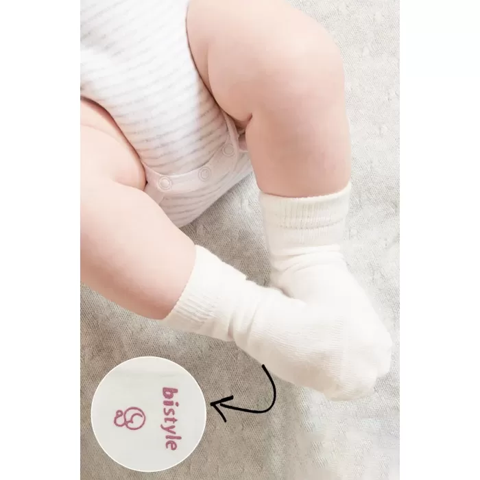Puanlı Kaymaz Penye Soket Çorap 3Lü Bs10108 Pudra