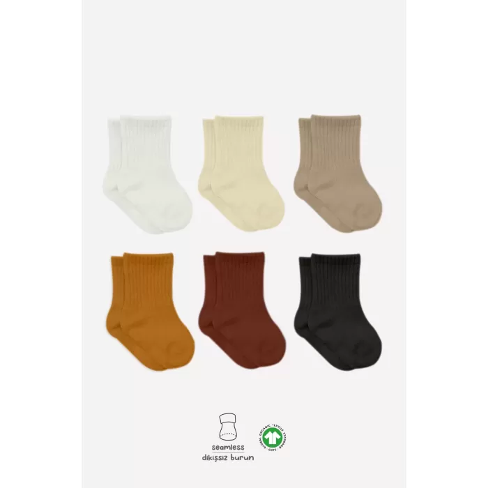 Mix Penye Soket Çorap 6Lı Bs10101M Toprak