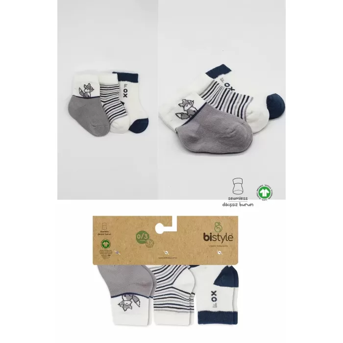 3Lü Penye Soket Çorap Bs10109 Gri
