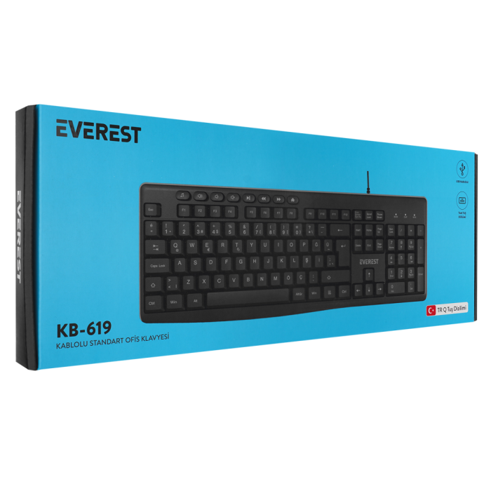 Kb-619, Usb Kablolu, Türkçe Q, Standart Klavye (Siyah)