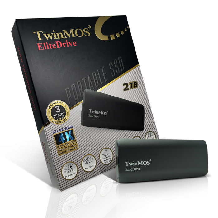 Twinmos Pssd2Tbmedb, 2Tb, Taşınabilir External Ssd, Usb 3.2, Type-C (Dark Grey)