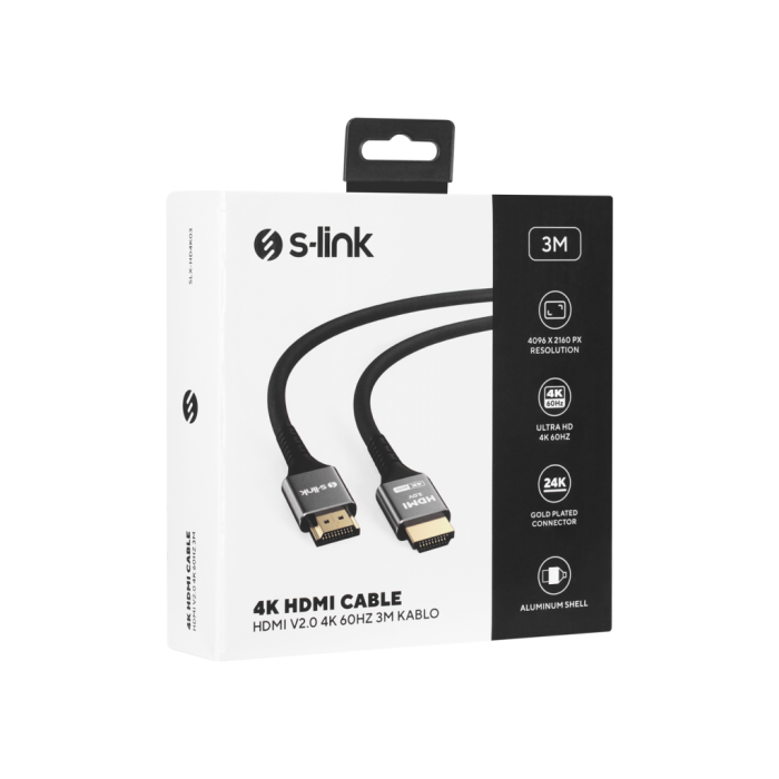 Slx-Hd4K03, 4K Uhd, Hdmi V2.0, 3Mt. 60Hz. Metal Uçlu, Kablo