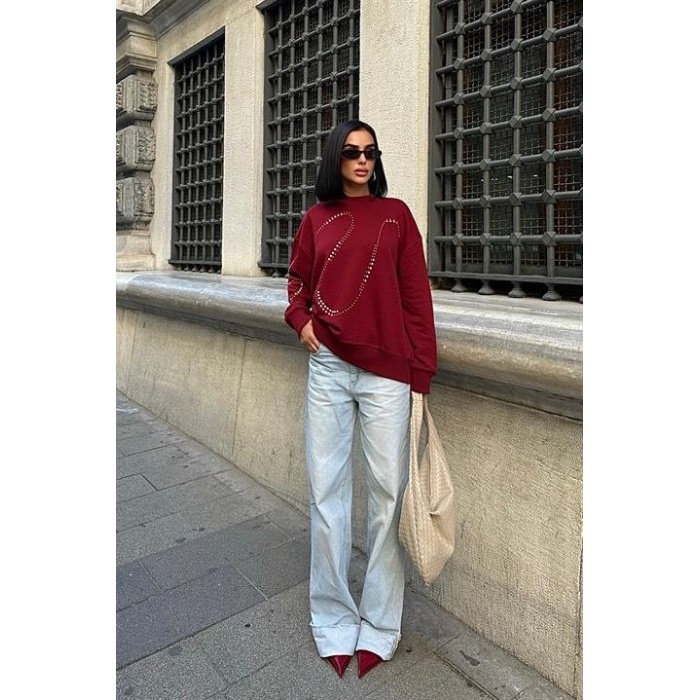 Taşlı Sweatshirt 8052