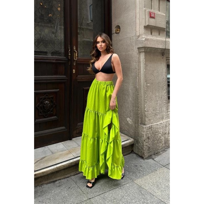 Audrey Fıfrlı Yırtmaç Detay Etek 4037