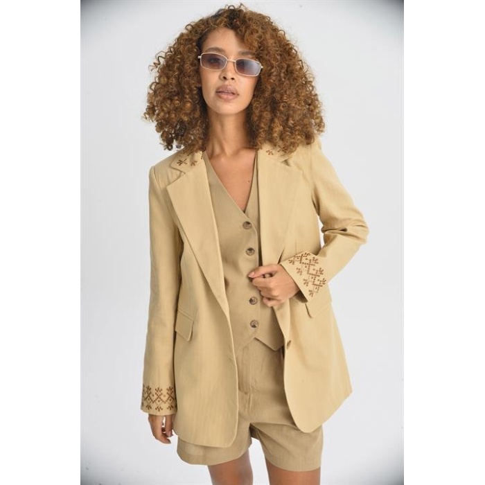 Leomie Nakışlı Blazer Ceket 6106
