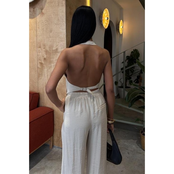 Halter Yaka Yelekli Takım 10144