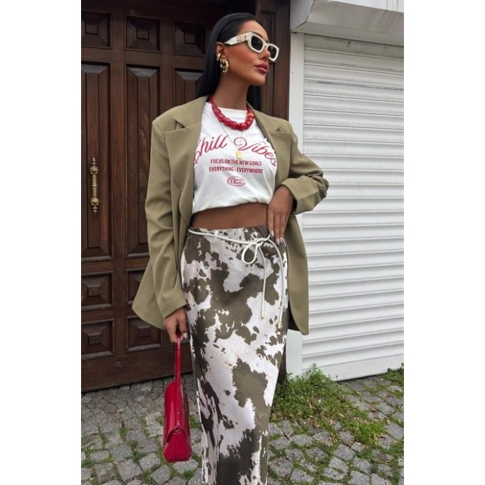 İnce Deri Kemerli Chanel Saten Etek 4050