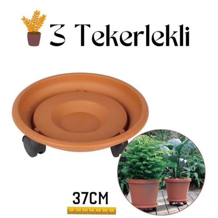  Tekerlekli Saksı Altığı 37 CM Coadura Design Kahve