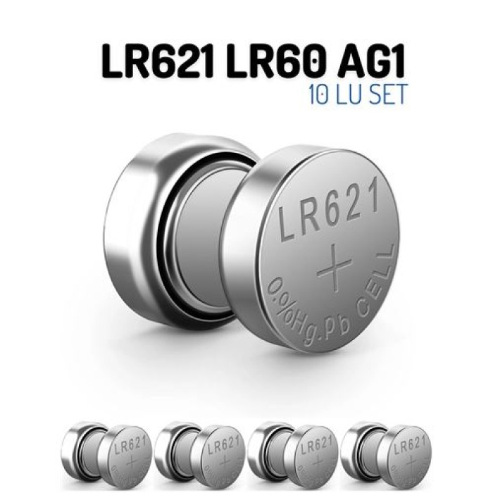  LR621 LR60 AG1 1.55V 10 Adet Alkaline Pil