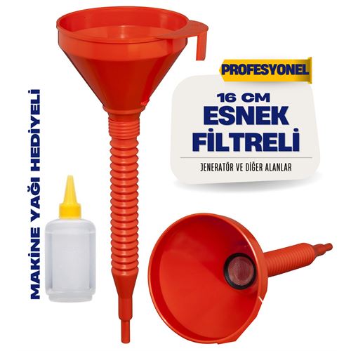 16 Cm Profesyonel Filtreli Huni + Makine Yağı Hediyeli 711688