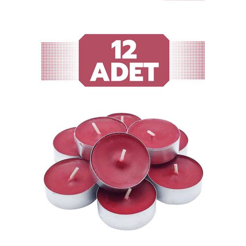 12 Adet Kırmızı Tealights  Yuvarlak Mum 714703