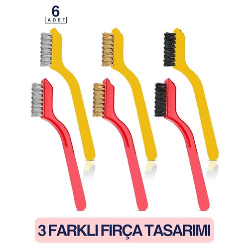 3 Değişik Uçlu 6 Lı Temizlik Fırça Seti 718825