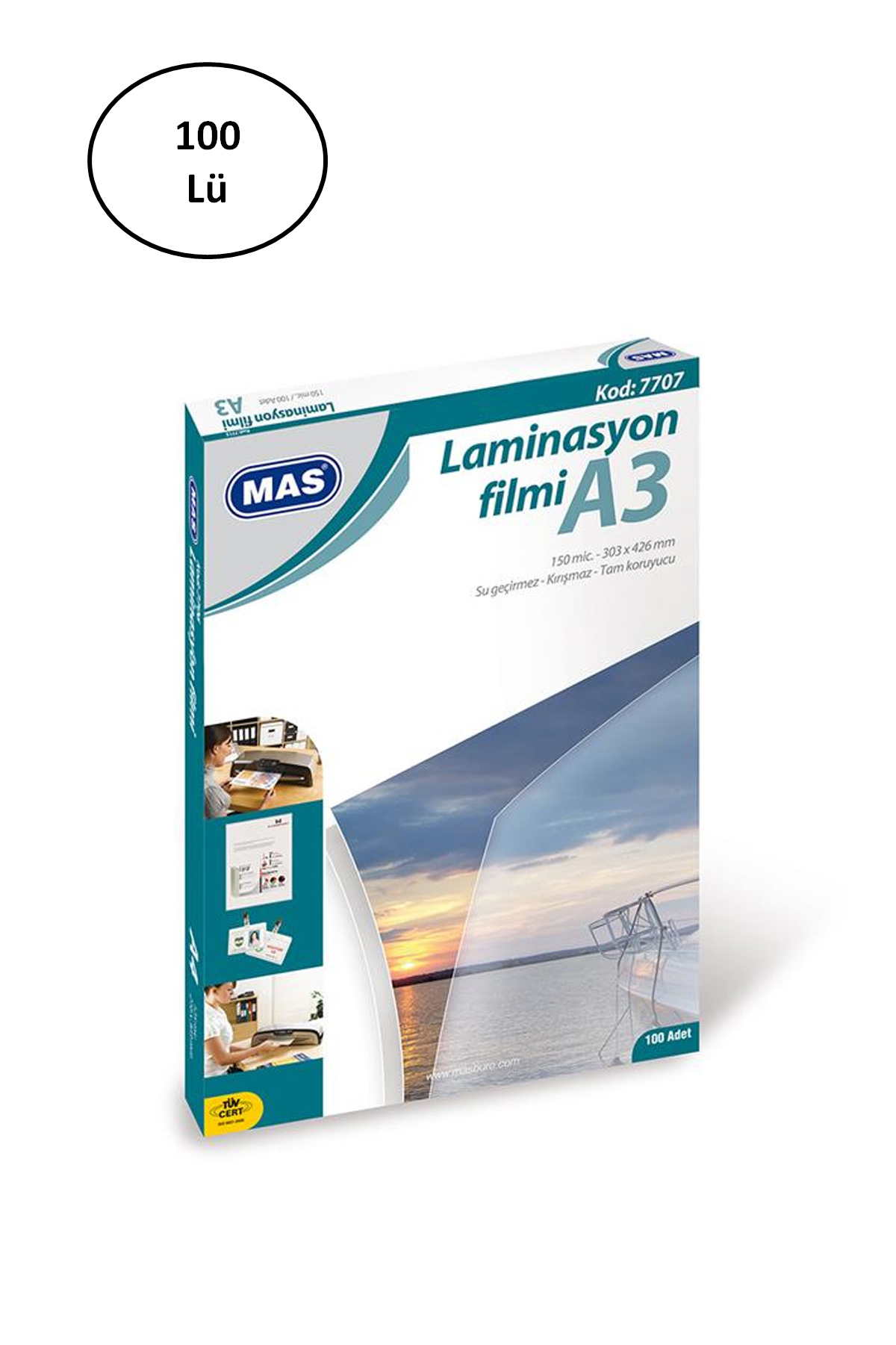 7707 A3 125 Micron 100 Adet Laminasyon Filmi