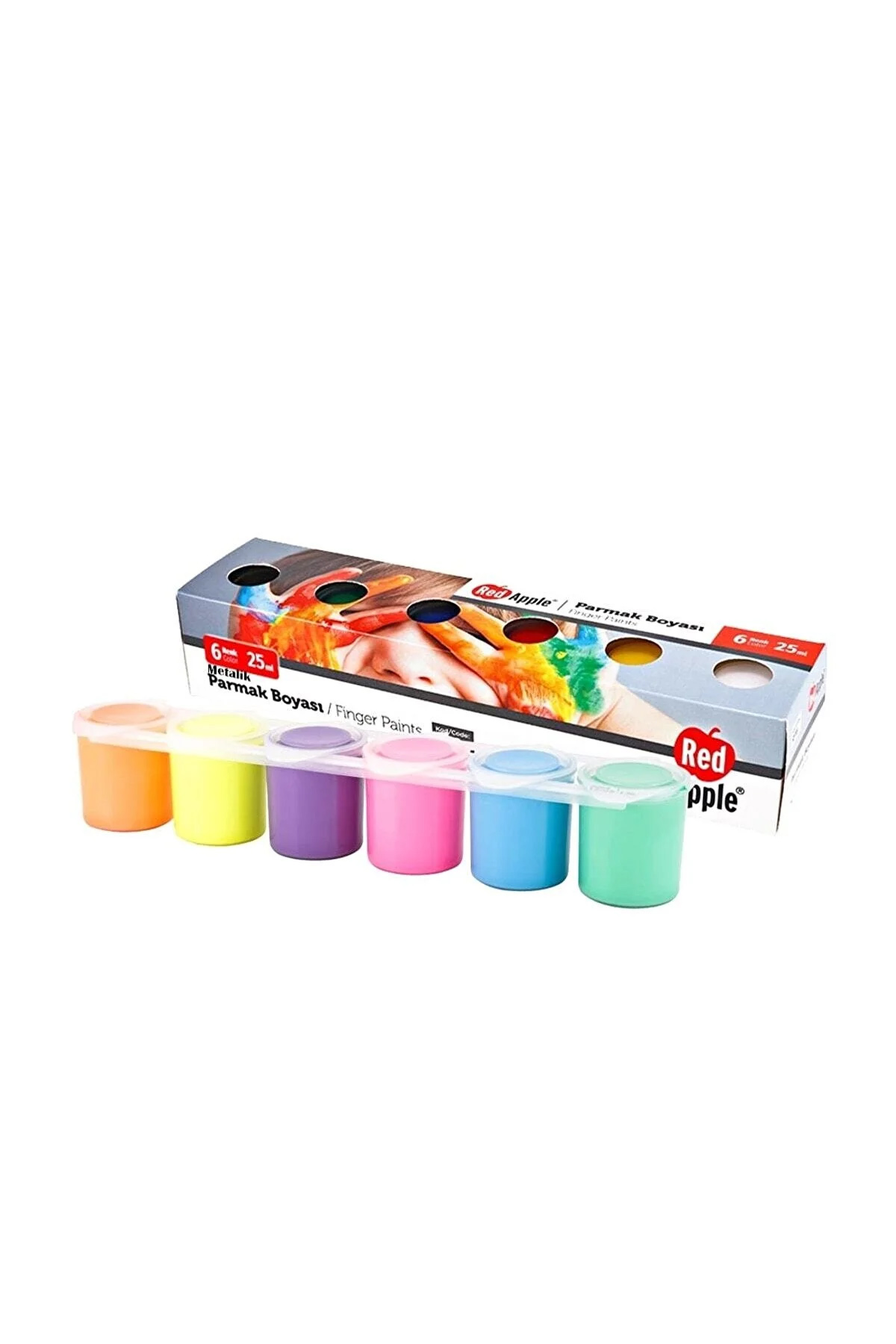 Red Apple Neon Parmak Boyası 6 Renk X 25 ml Sıralı Set