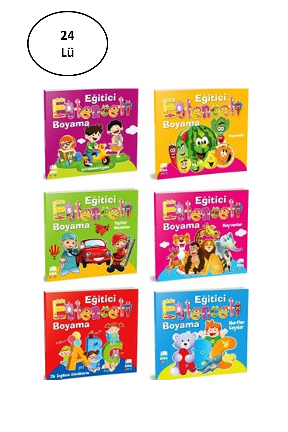 Ema Çocuk Eğitici Eğlenceli Boyama Kitap Seti - 6 Kitap 24'lü