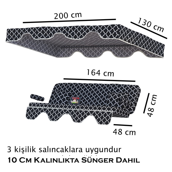 Karaburun 3 kişilik Salıncak Minderi Yedek Bahçe Salıncağı Minderi Süngerli