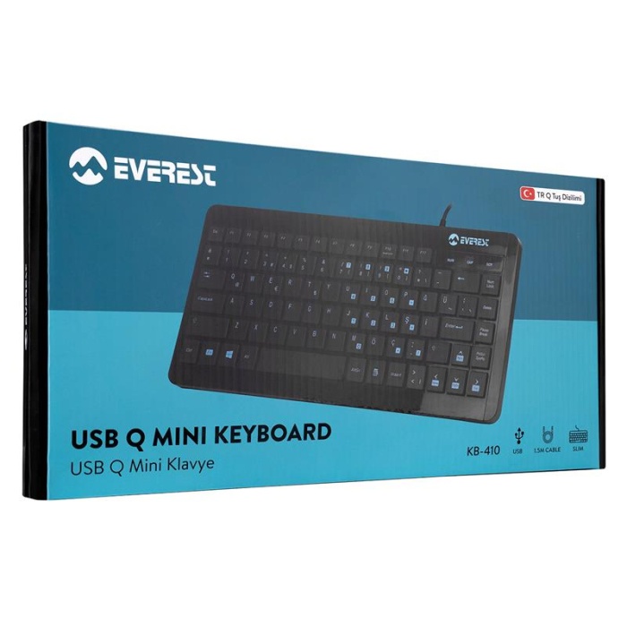 EVEREST KB-410 SİYAH USB Q MİNİ KLAVYE