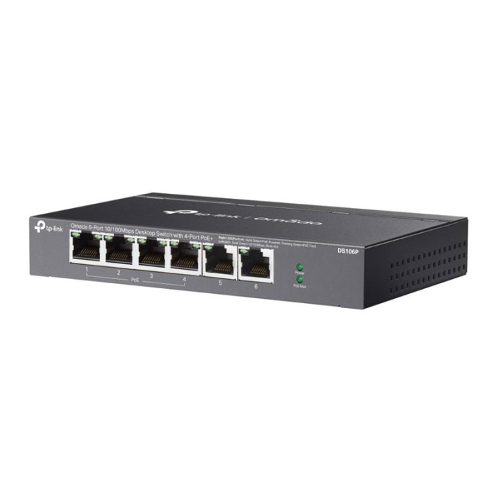 TP-LINK DS106P 6 PORT 10/100MBPS + 4 PORT POE+ 67W YÖNETİLEMEZ RACKMOUNT SWITCH