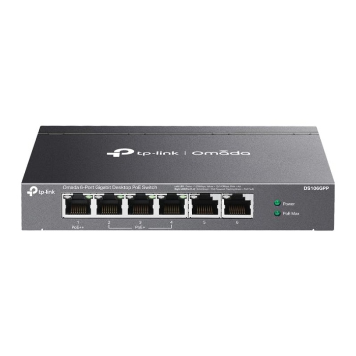 TP-LINK DS106GPP 6 PORT GIGABIT + 1 PORT POE++ 64W YÖNETİLEMEZ RACKMOUNT SWITCH