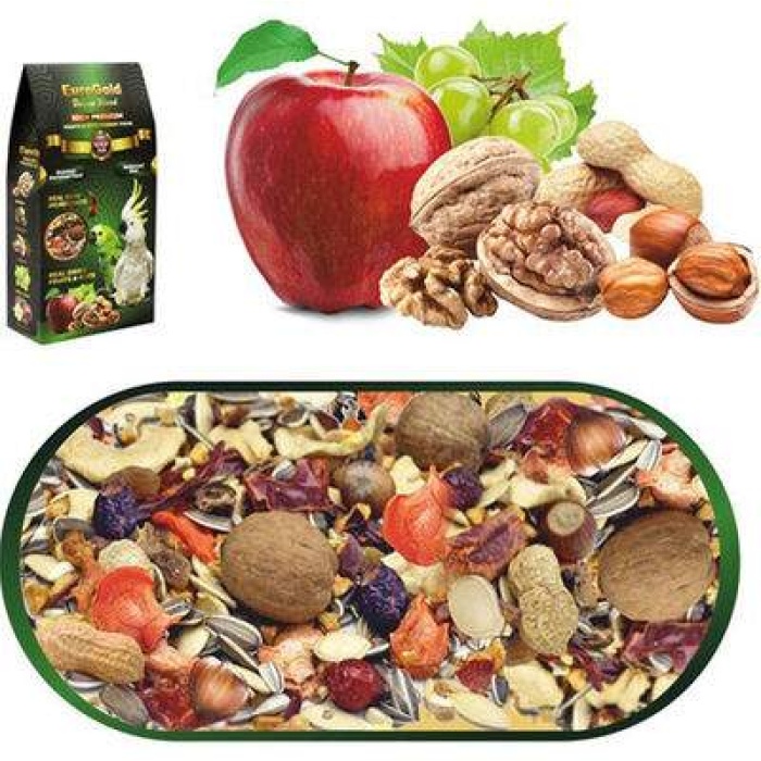 Deluxe Blend Fruits & Nuts Meyveli ve Kuruyemişli Papağan Yemi 650 Gr