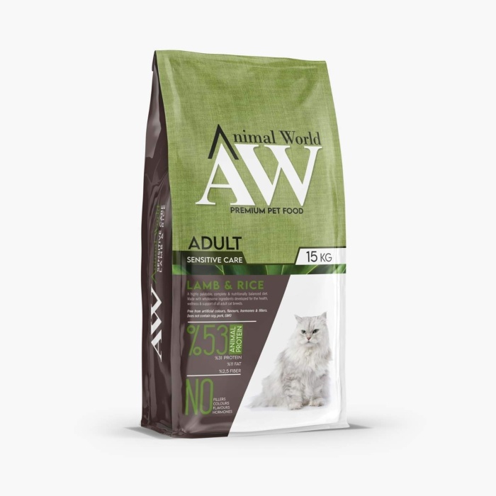 Animal World Kuzu Etli Pirinçli Yetişkin Kedi Maması 15 Kg