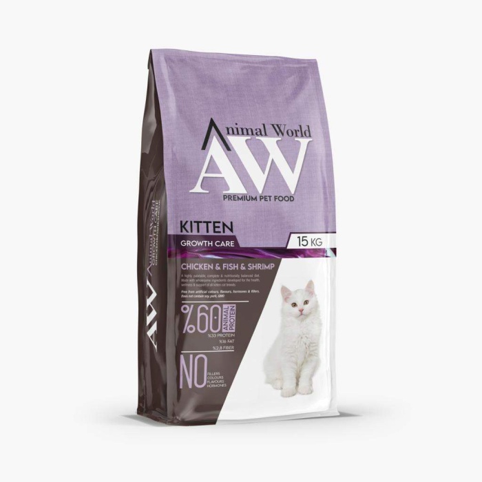 Animal World Kitten Tavuklu & Balıklı & Karidesli Yavru Kedi Maması 15kg