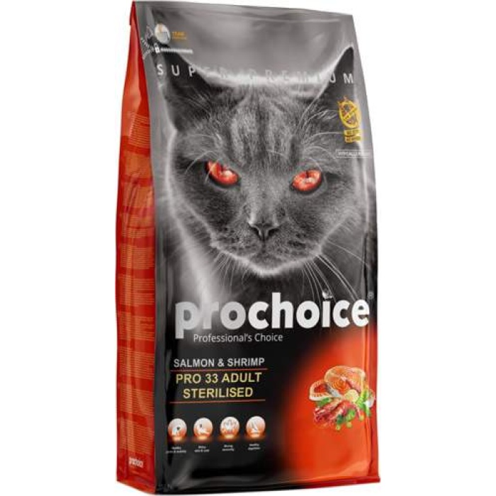 Prochoice Pro33 Kısırlaştırılmış Somonlu karidesli 15 kg Kedi Maması