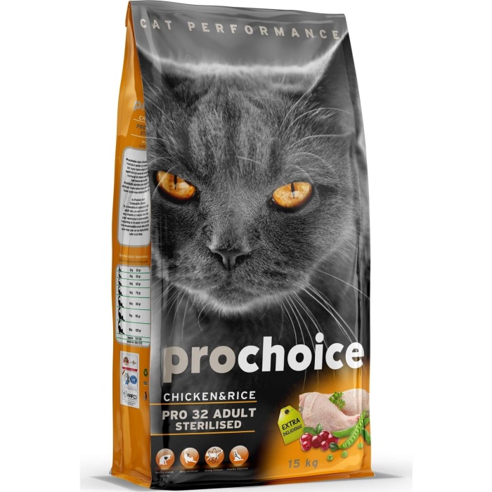 Prochoice Pro 32 Tavuklu Sterilised Kısırlaştırılmış Yetişkin Kedi Maması 15 kg