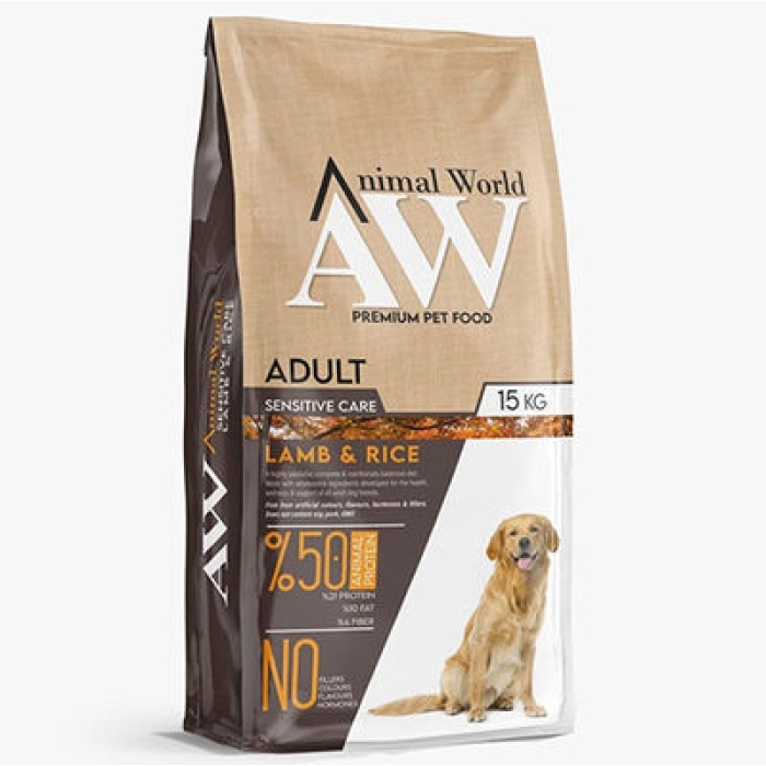 Animal World Sensitive Lamb Rice Kuzu Etli Köpek Maması 15 Kg