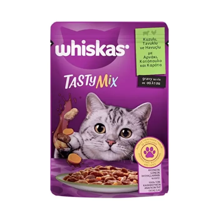 Whiskas Tasty Mix Kuzulu Tavuklu ve Havuçlu Yaş Kedi Maması 85 g