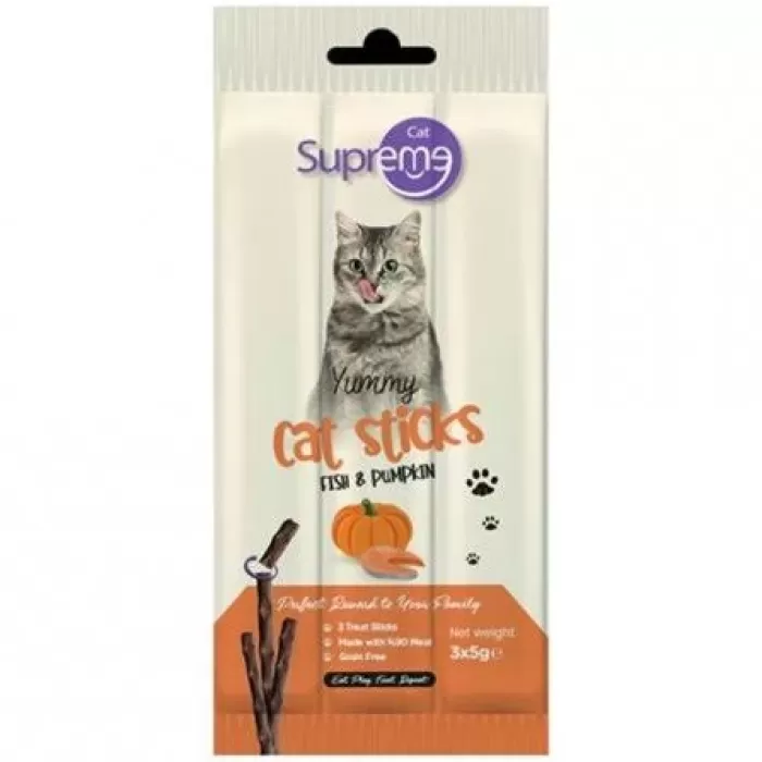 Supreme Cat Sticks Balkabakli Somonlu Kedi Odul 3*5 Gr