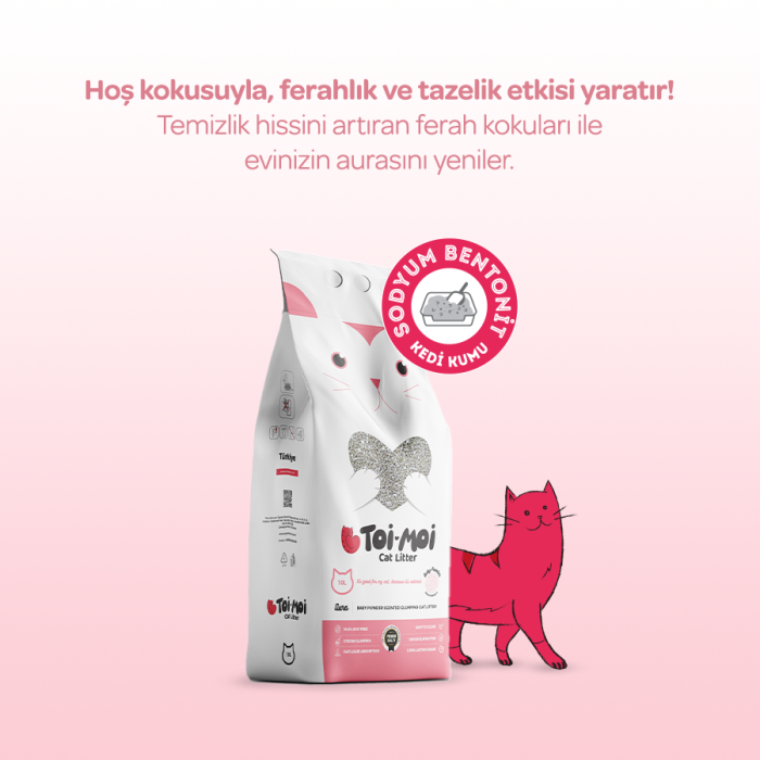 Toi Moi Sodyum Bentonit Kedi Kumu - Bebek Pudrası Kokulu 10L