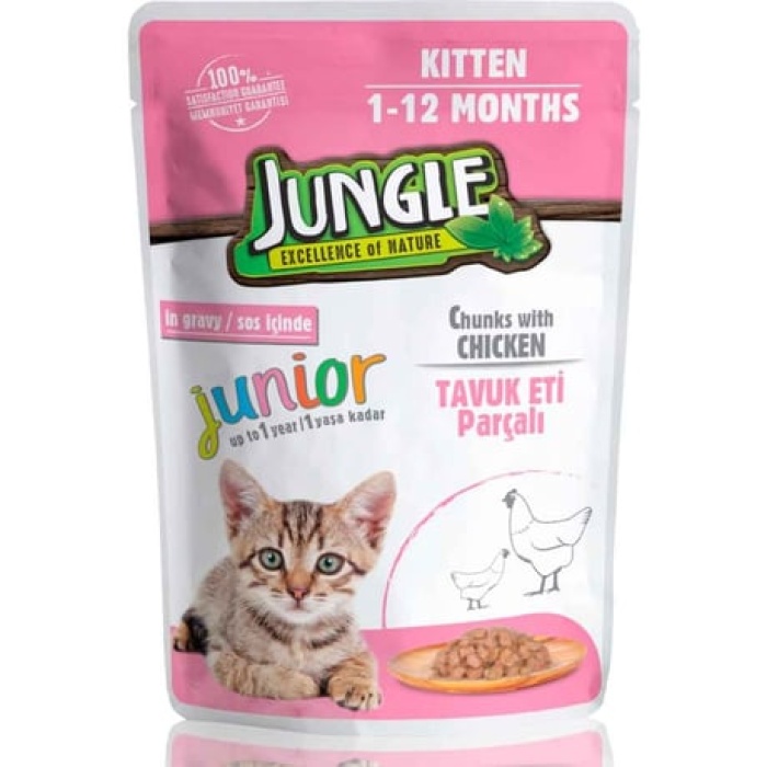 Jungle Yavru Kedi Konservesi Tavuklu Jelli 100 Gr