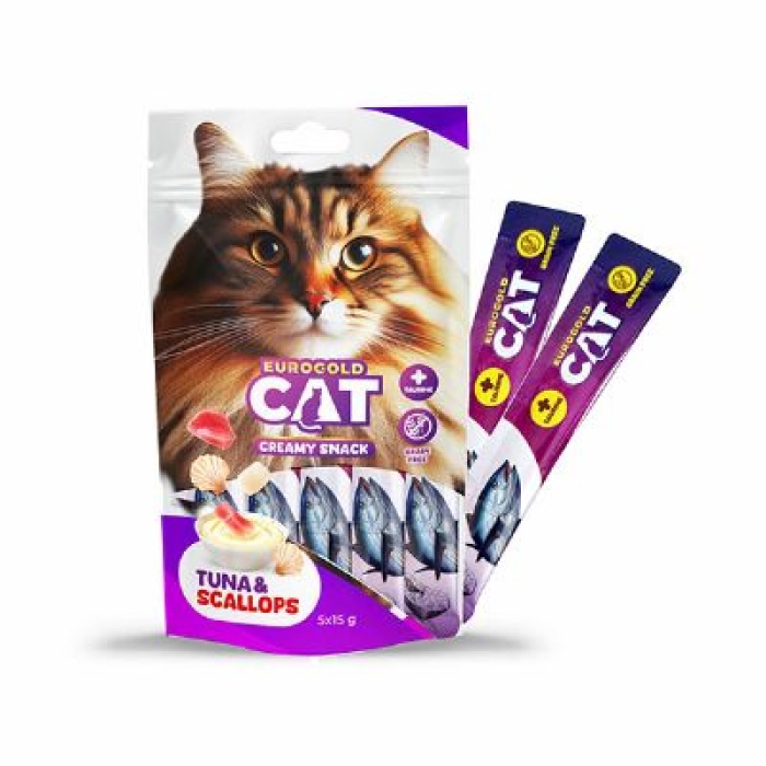 EuroGold Cat Sıvı Kedi Ödülü Ton - Deniz Tarağı 5x15Gr