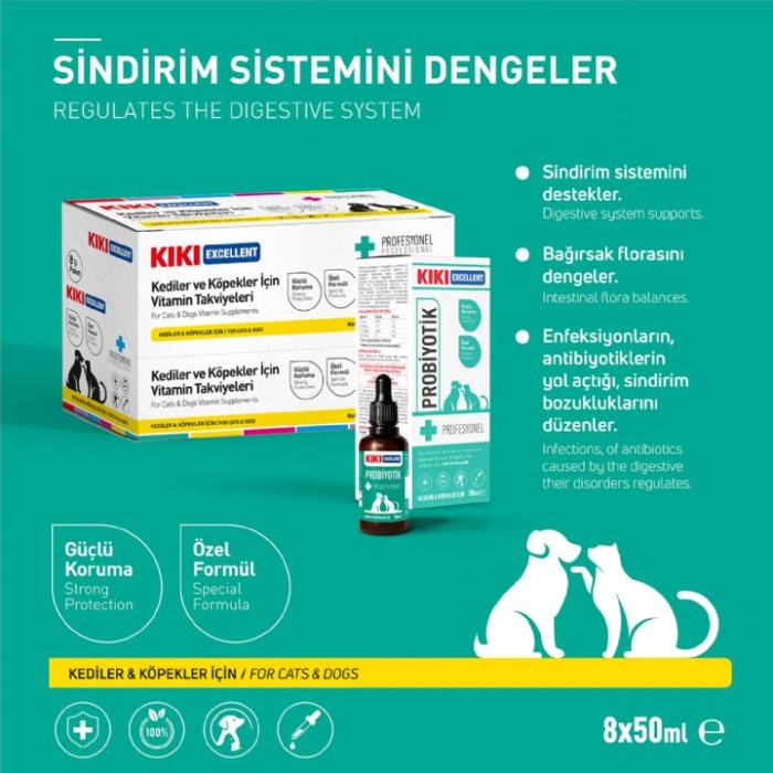 KIKI EXCELLENT KEDİ ve KÖPEKLER İÇİN PROBİYOTİK ŞURUP 50ML