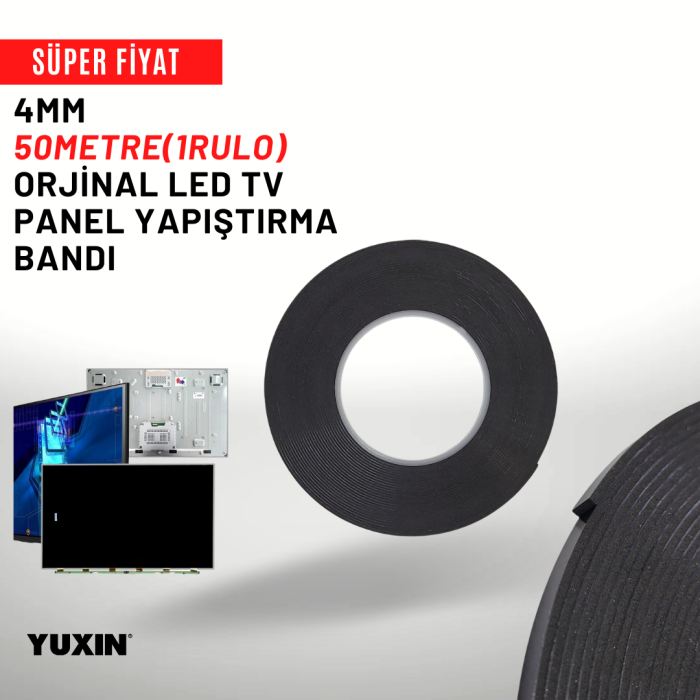 1 RULO=50 METRE KÖPÜK BANT PLATINIUM SERİSİ 4MM  LED TV PANEL YAPIŞTIRMA BANDI SERİSİ 50METRE 1 RULO