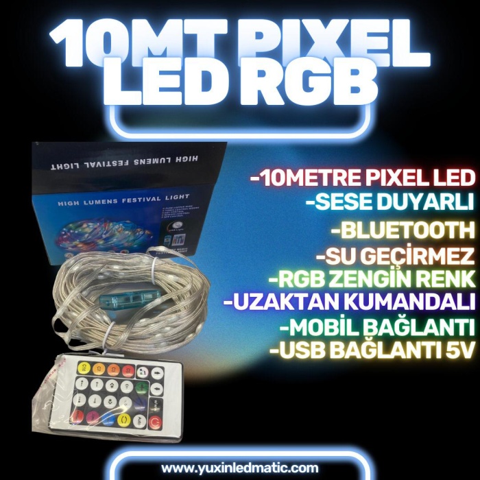 PIXEL LED RGB KONSEPT ÜRÜN SU GEÇİRMEZ 10METRE SESE DUYARLI ŞERİT LED